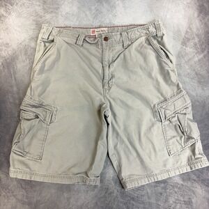 Mossimo Cargo Supply Shorts Mens 36 Khaki Tan Cotton Multi Pocket Utility Casual